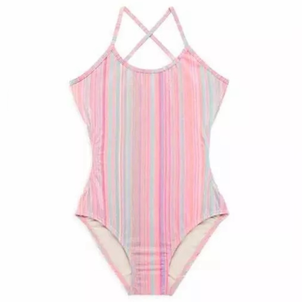 PQ Swim Ayah Cut Out Sparkle Multi Color One Piece Swimsuit size 8 NWT $80
